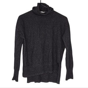 & Other Stories Black Speckled Knit Wool & Silk Turtleneck Sweater